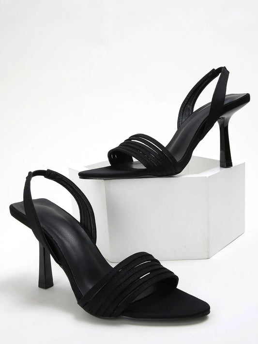 CM-SHS314201 Women Elegant Seoul Style Stiletto Heeled Slingback Sandals - Black