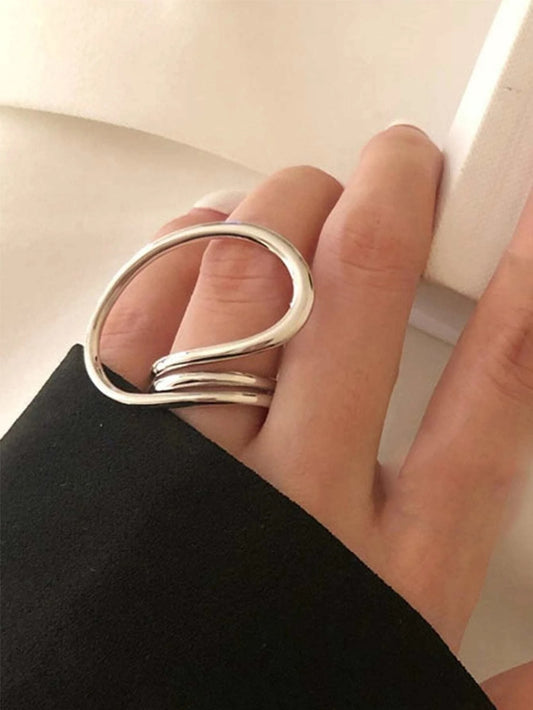 CM-AXS534888 Women Trendy Seoul Style Minimalist Wrap Ring - Silver