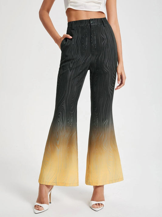 CM-BS116686 Women Elegant Seoul Style Ombre Striped Print Flare Leg Pants