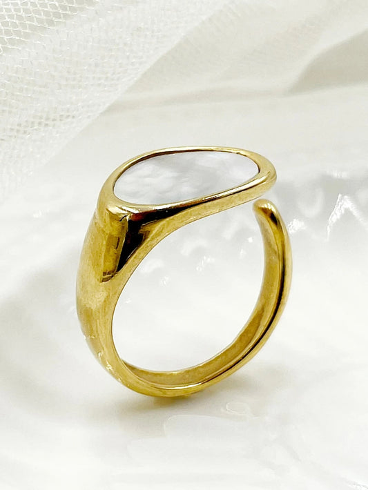 CM-AXS565590 Women Trendy Seoul Style Geometric Decor Ring - Yellow Gold