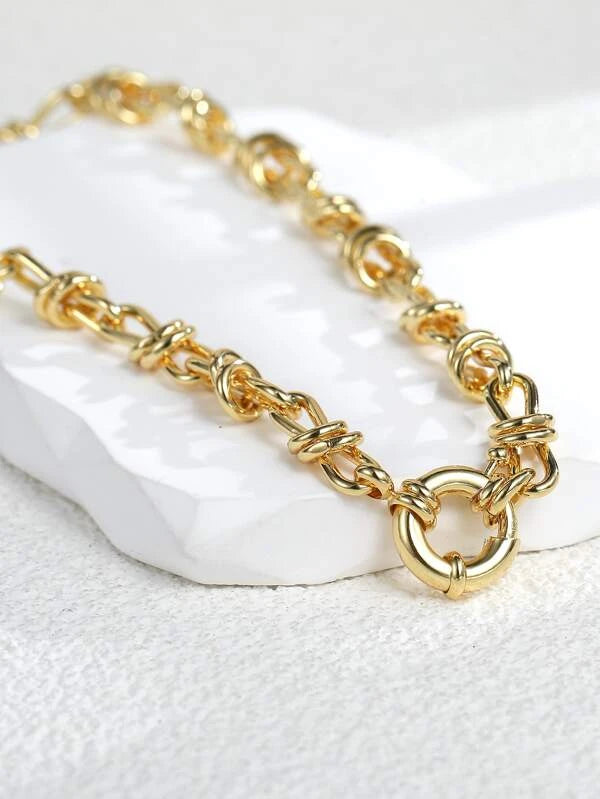 CM-AXS773499 Women Trendy Seoul Style Minimalist Chain Necklace